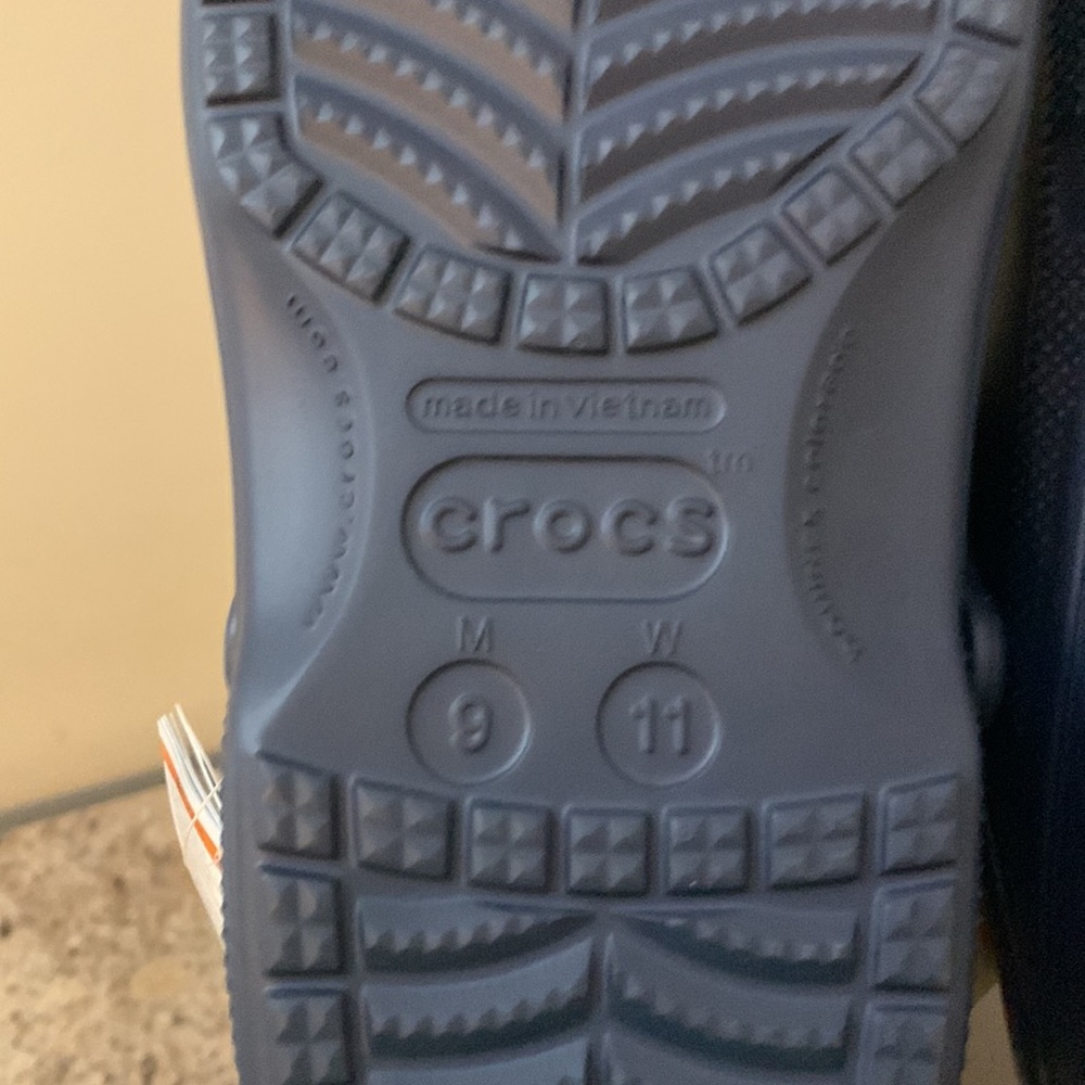 Navy Blue Fur-Lined Crocs - Picture 9 of 13